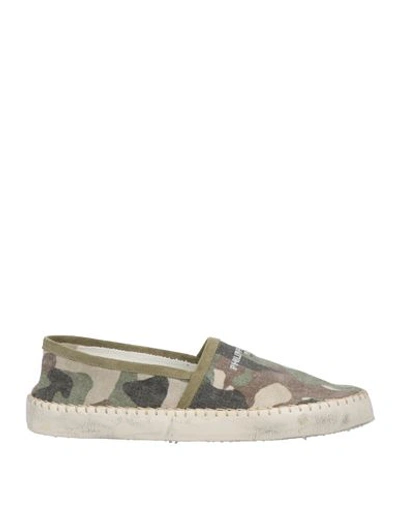 Philippe Model Man Loafers Military Green Size 8 Textile Fibers, Leather In Green