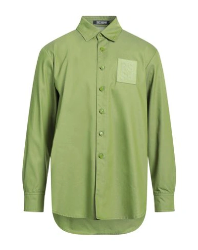 Shop Raf Simons Man Shirt Green Size S Cotton, Leather