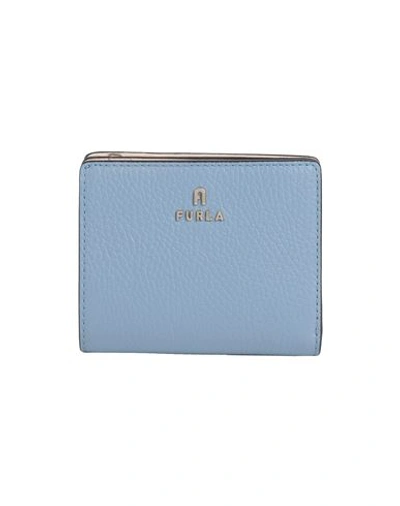 Shop Furla Camelia S Compact Wallet Woman Wallet Pastel Blue Size - Leather