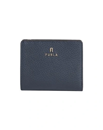 Shop Furla Camelia S Compact Wallet Woman Wallet Navy Blue Size - Leather