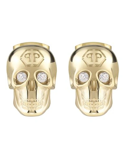 Shop Philipp Plein 3d $kull Crystal Stud Earrings Woman Earrings Gold Size Onesize Stainless Steel