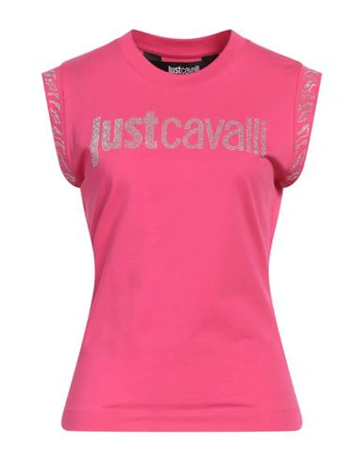 Shop Just Cavalli Woman T-shirt Fuchsia Size Xl Cotton In Pink