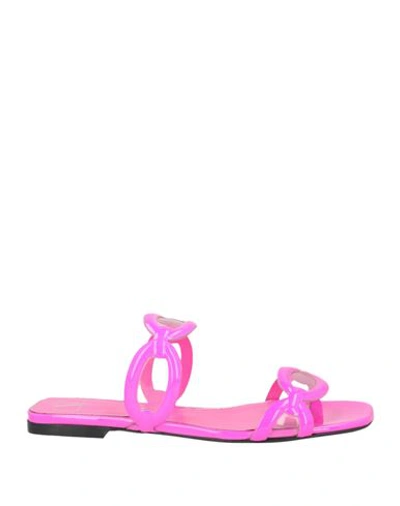 Valentino Garavani Woman Sandals Fuchsia Size 8 Soft Leather, Plastic In Pink