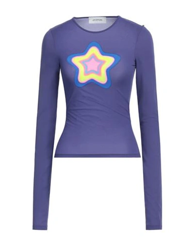Shop Sportmax Woman T-shirt Purple Size L Polyamide, Elastane
