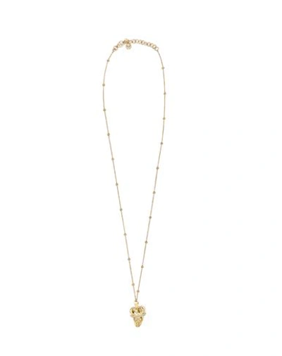 Shop Philipp Plein $kull Crown Crystal Cable Chain Necklace Woman Necklace Gold Size Onesize Stainless St