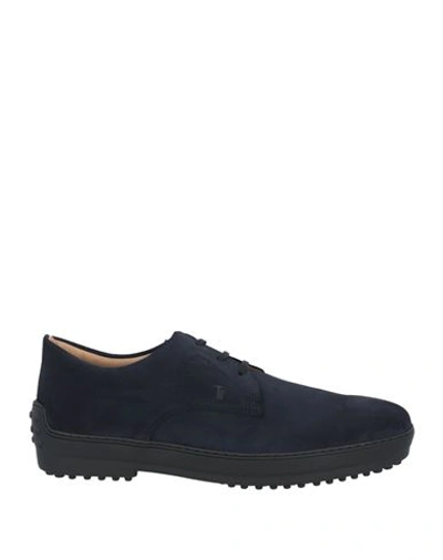 Tod's Man Lace-up Shoes Navy Size 9 Leather In Navy Blue