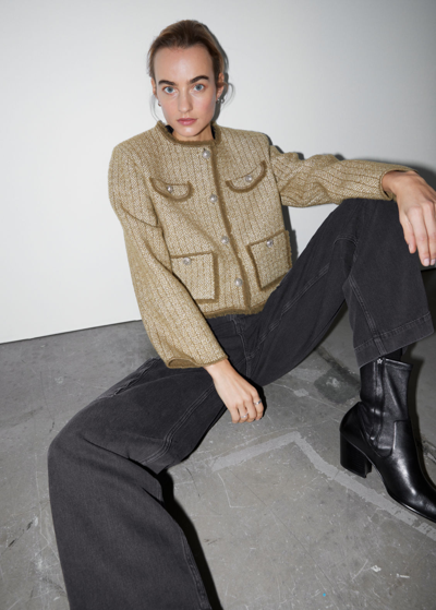 Shop Other Stories Buttoned Tweed Jacket In Beige