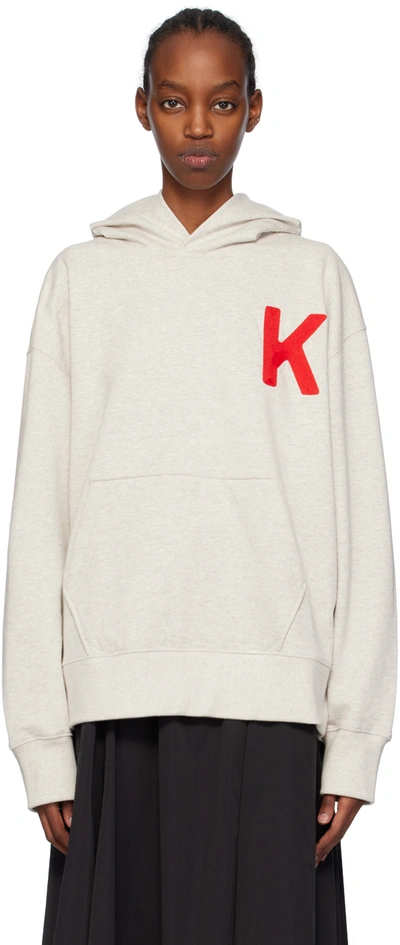 Shop Kenzo Gray  Paris Lucky Tiger Hoodie In Pale Grey