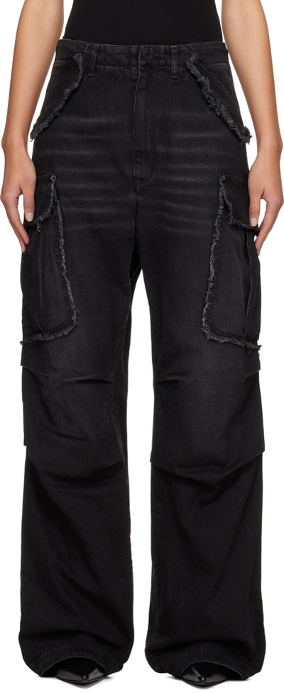 Shop Darkpark Black Vivi Denim Cargo Pants In Washed Black
