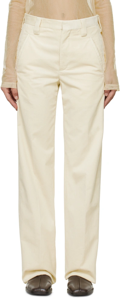 Shop Rier Off-white Creased Trousers In Latte Corduroy