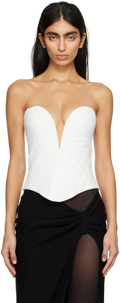 Shop Monot White Plunging Tank Top