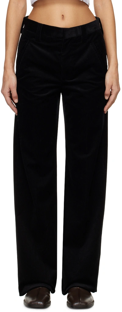 Shop Rier Black Creased Trousers In Black Corduroy