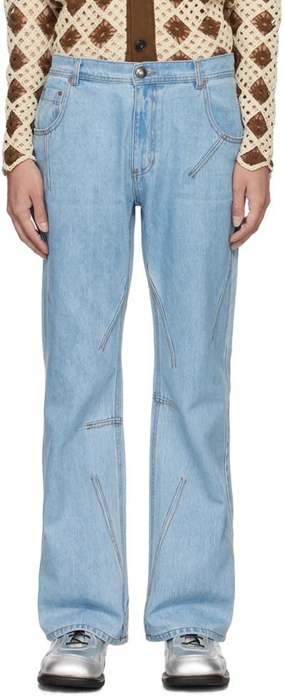 Andersson Bell Tripot Coated Cotton Flared Jeans In L.blue