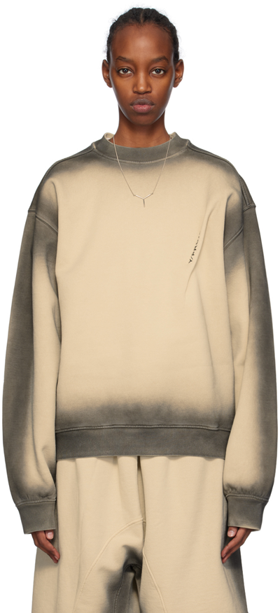 Shop Y/project Beige & Gray Pinched Sweatshirt In Beige Spray