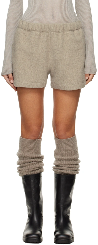 Shop Rier Taupe Drawstring Shorts In Stone Fleece