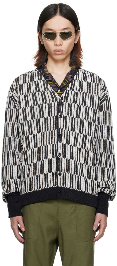 Shop Needles Black & White Stripe Cardigan In B-black