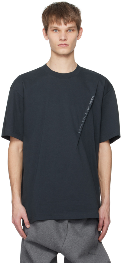 Shop Y/project Black Pinched T-shirt In Evergreen Vintage Bl