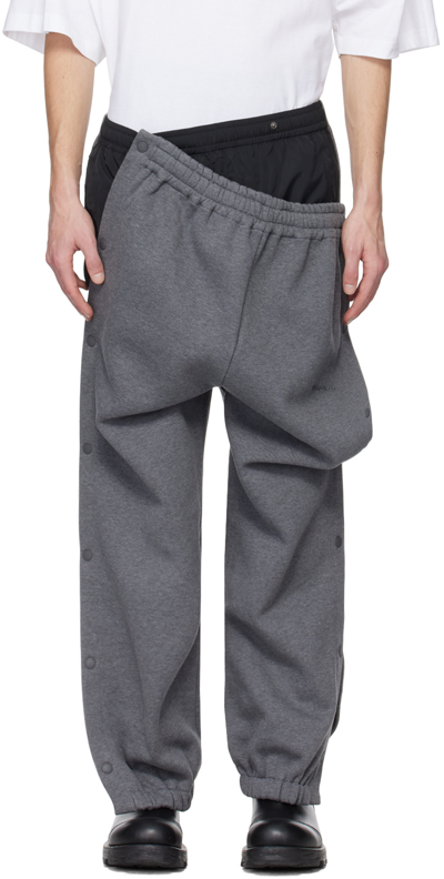 Shop Y/project Gray Layered Sweatpants In Dark Grey Melange Bl
