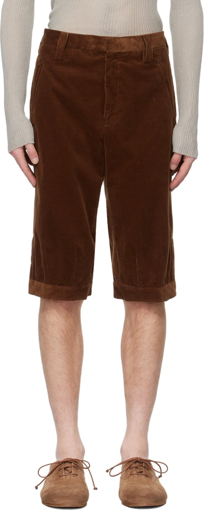 Shop Rier Tan Knickerbocker Shorts In Bruciato Corduroy