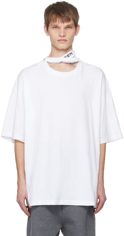 Shop Y/project White Triple Collar T-shirt In Evergreen Optic Whit