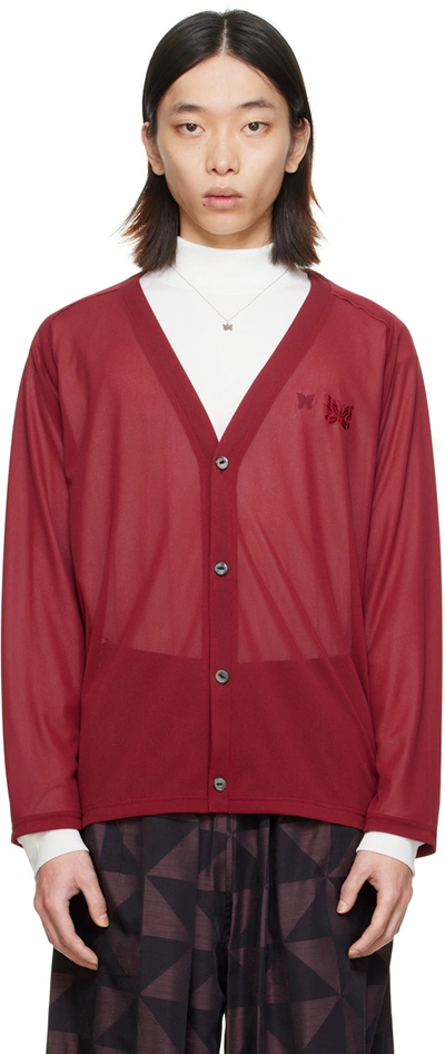 Shop Needles Red Embroidered Cardigan In C-red