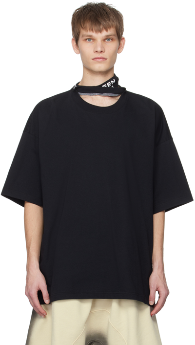 Shop Y/project Black Triple Collar T-shirt In Evergreen Vintage Bl