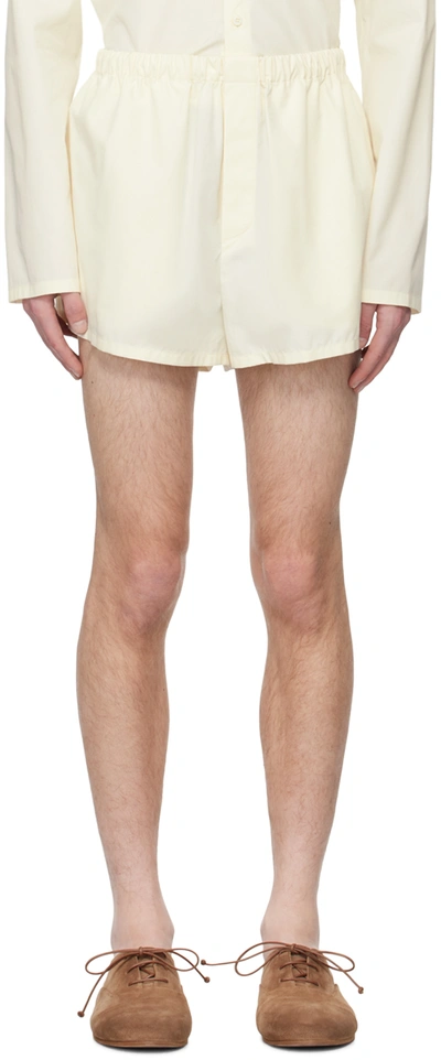 Shop Rier Off-white Drawstring Shorts In Ivory Popeline