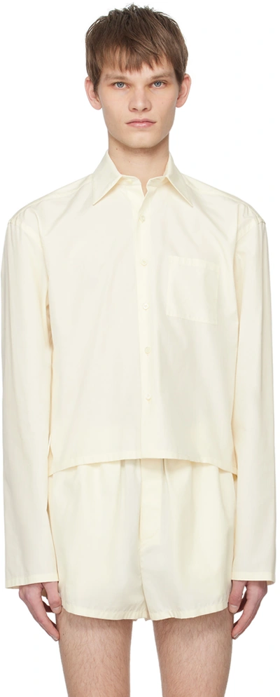 Shop Rier Off-white Mini Shirt In Ivory Popeline