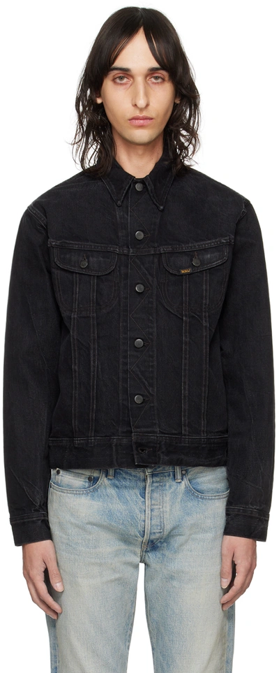 Shop Rrl Black Trucker Denim Jacket In Worn In Black Wash