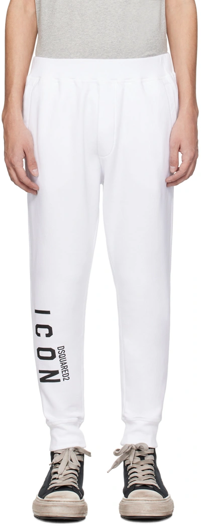 Shop Dsquared2 White 'icon' Ski Sweatpants In 966 White-black