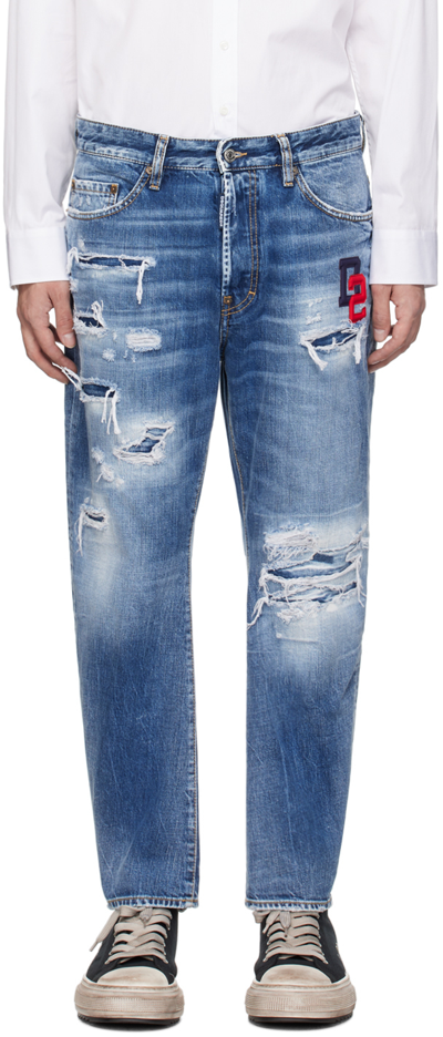 Shop Dsquared2 Blue Bro Jeans In 470 Navy Blue