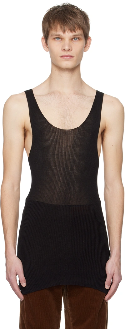 Shop Rier Black Seamless Tank Top In Black Silk