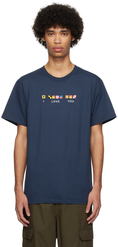 Shop Noah Navy 'i Love You' T-shirt