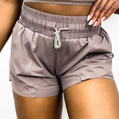 Shop Anna-kaci Drawstring Waist Lined Active Shorts In Brown