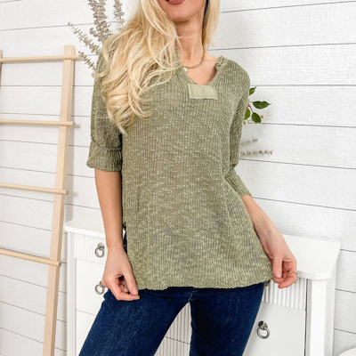 Shop Anna-kaci Drop Shoulder 3/4 Length Sweater In Green
