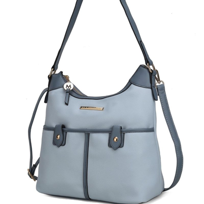 Shop Mkf Collection By Mia K Harper Vegan Color Block Leather Women's Shoulder Bag In Blue