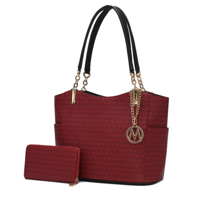 Shop Mkf Collection By Mia K Savannah M Logo Printed Women's Tote And Wristlet Wallet In Red