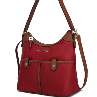Shop Mkf Collection By Mia K Harper Vegan Color Block Leather Women's Shoulder Bag In Red