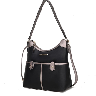 Shop Mkf Collection By Mia K Harper Vegan Color Block Leather Women's Shoulder Bag In Black