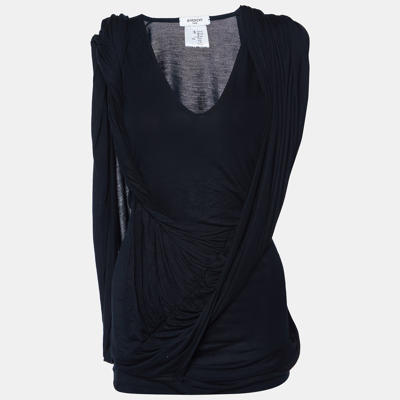 Pre-owned Givenchy Black Jersey Draped Sleeveless Top S