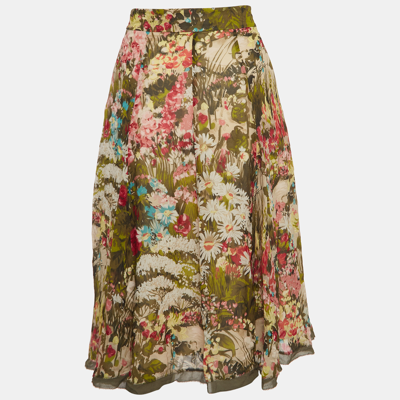 Pre-owned Kenzo Multicolor Floral Print Flared Midi Skirt M