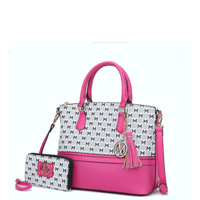 Shop Mkf Collection By Mia K Saylor Circular Print Women's Tote Bag & Wristlet Wallet 2 Pcs In Pink