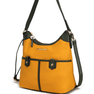 Shop Mkf Collection By Mia K Harper Vegan Color Block Leather Women's Shoulder Bag In Yellow
