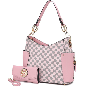 Shop Mkf Collection By Mia K Penelope Circular Print Vegan Leather Women's Shoulder Bag Witch Matching Wallet In Pink