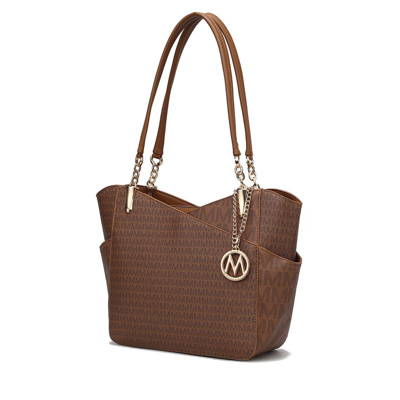 Shop Mkf Collection By Mia K Jules M Logo Printed Vegan Leather Women's Tote Bag In Brown