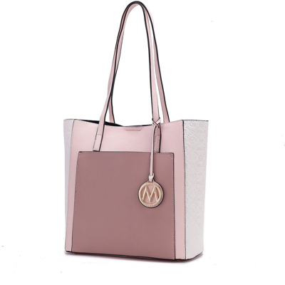 Shop Mkf Collection By Mia K Leah Vegan Leather Color-block Women's Tote Bag In Pink