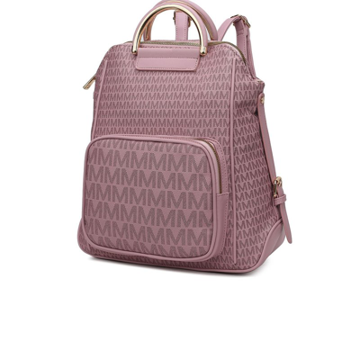 Shop Mkf Collection By Mia K June M Logo Printed Vegan Leather Women's Backpack In Purple