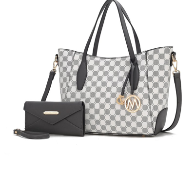 Shop Mkf Collection By Mia K Gianna Vegan Leather Women's Tote With Matching Wallet In Grey