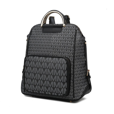 Shop Mkf Collection By Mia K June M Logo Printed Vegan Leather Women's Backpack In Black