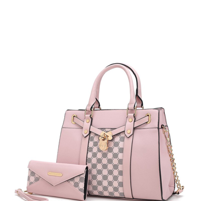 Shop Mkf Collection By Mia K Christine Circular Print Satchel Bag Witch Matching Wallet In Pink